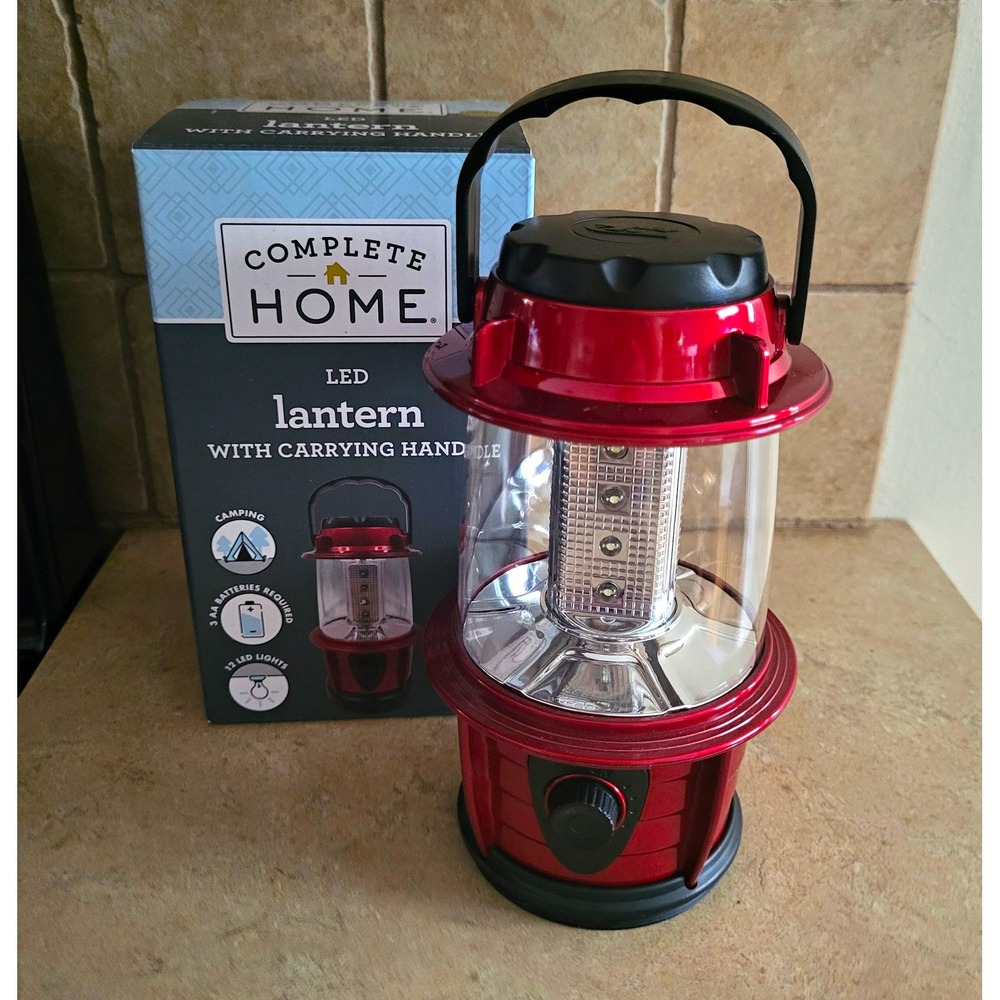 Complete Home LED Lantern Carrying Handle 12 LEDs 240 lm AA Battery Red